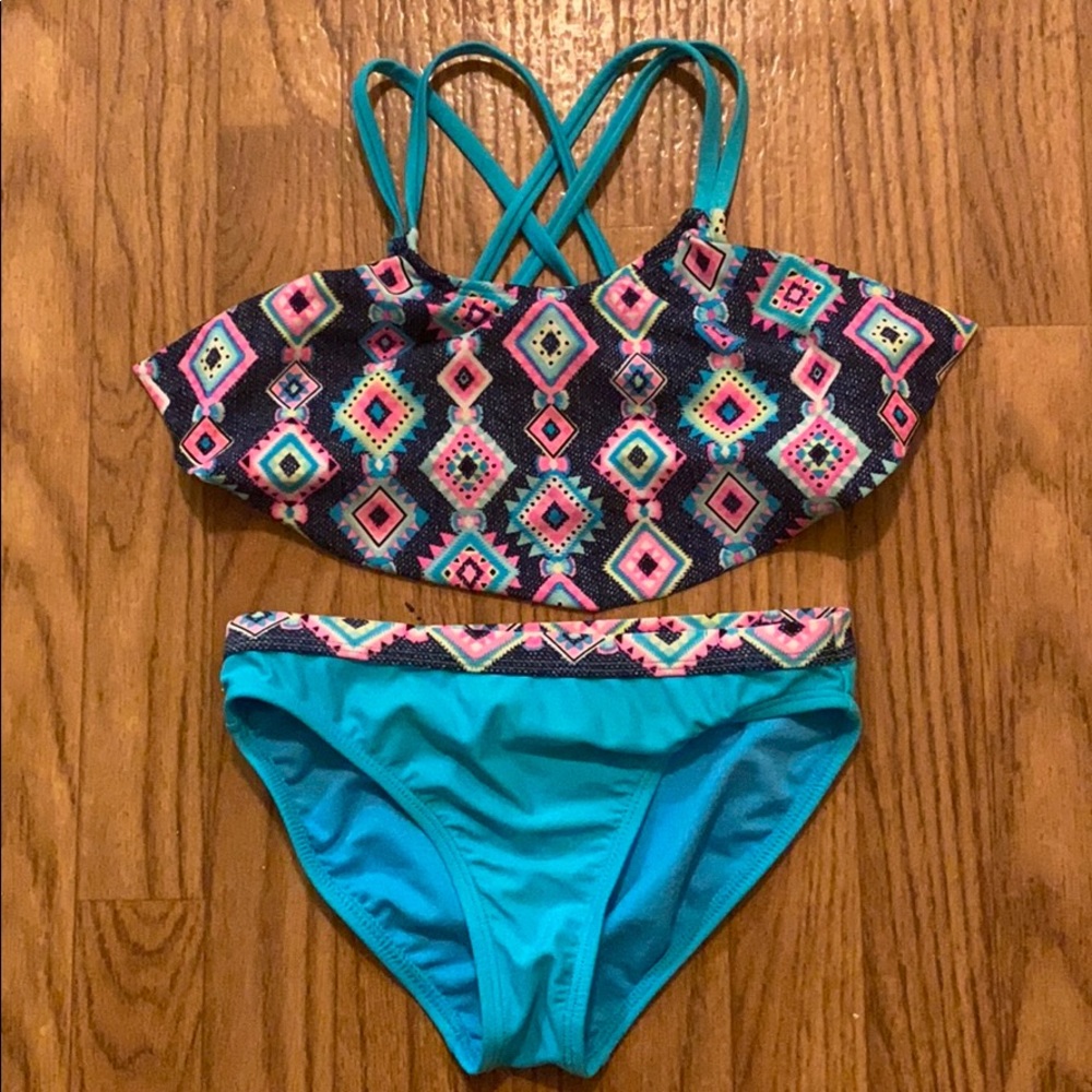 Girls 2 Piece Swim Suite sz M(7-8)